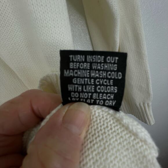 Fourteen Twelve Ivory American Flag Knit Crew Neck Sweater Womens Medium - Picture 10 of 13